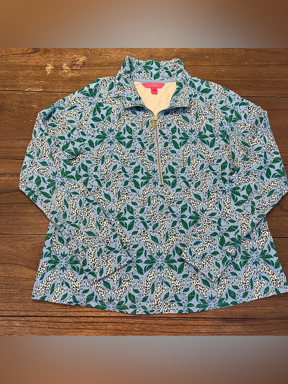 Lilly Pulitzer Melina Popover Bon Bon Blue  Leapin Top Womens Large